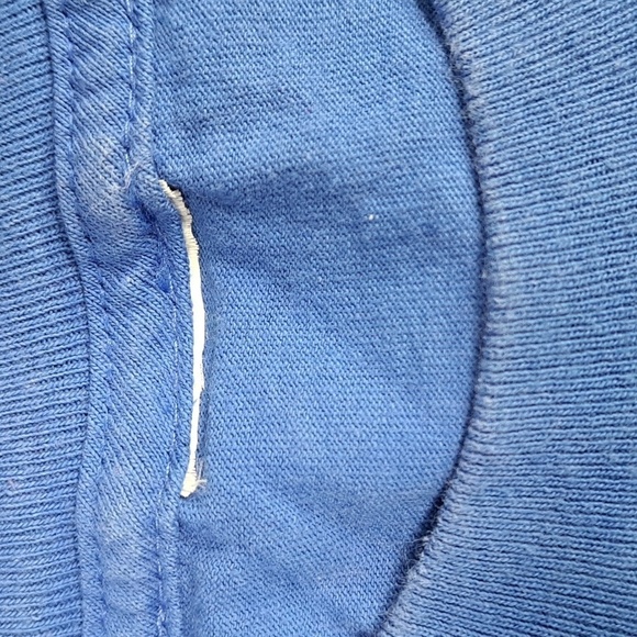 Y2K Blue Almond 2M&M candy big smiley face graphic AOP blue & white XL t-shirt - Picture 4 of 4